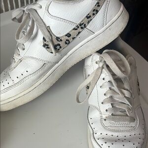 Nike White and Leopard Print Sneakers